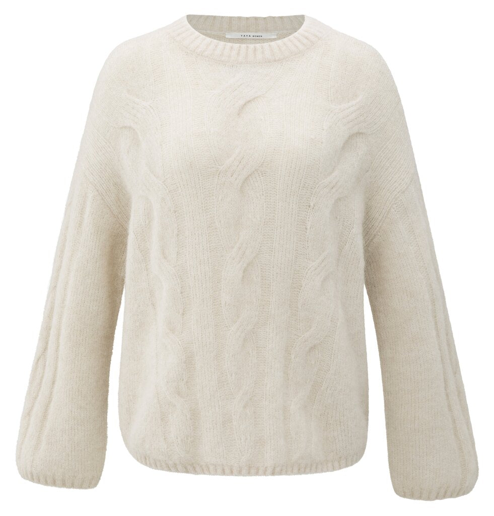 YAYA Kabeltrui Zacht Wool White