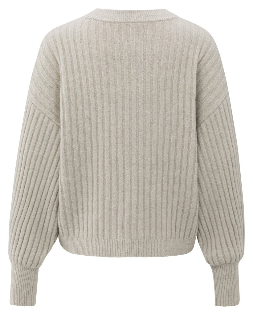 YAYA Trui Rib Ronde Hals Cloud Grey
