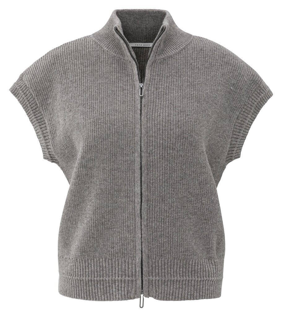 YAYA Vest Mouwloos Rits Taupe Grey