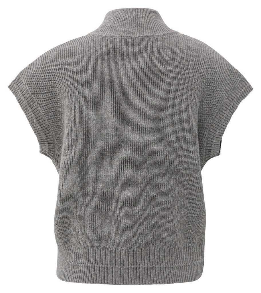 YAYA Vest Mouwloos Rits Taupe Grey
