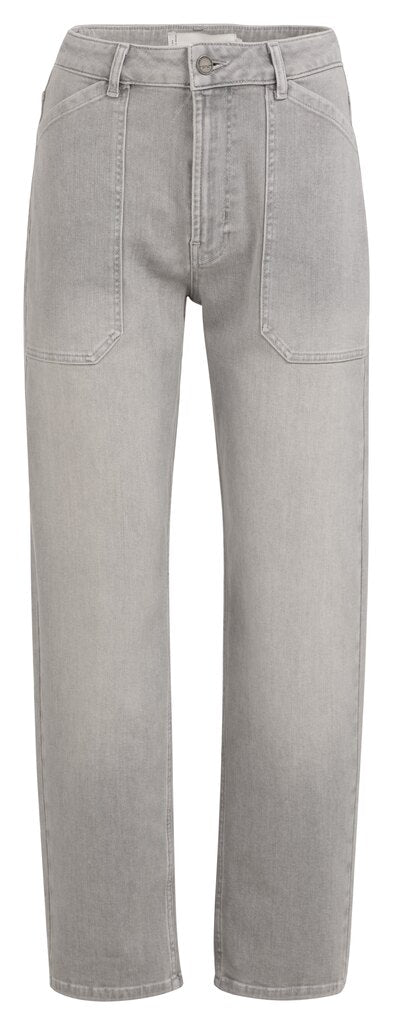 YAYA Denim Cargobroek Met Laag Kruis En Wijde Pijpen Mid Grey