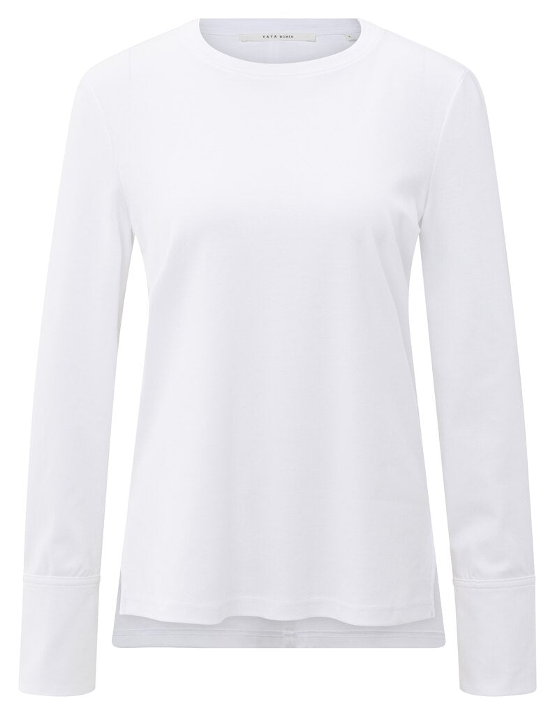YAYA Jersey top met geweven manchetten en splitdetail