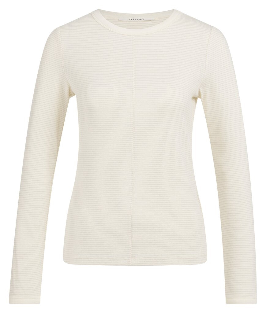 YAYA Gestreepte Top Met Lange Mouwen En Ronde Hals Kit Beige Dessin