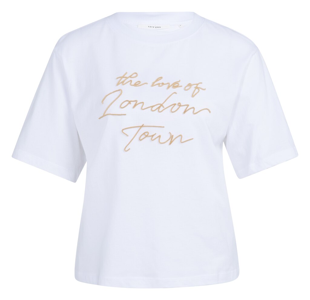 YAYA T-shirt Met Zachte Flockprint En Wijde Mouwen Yellow