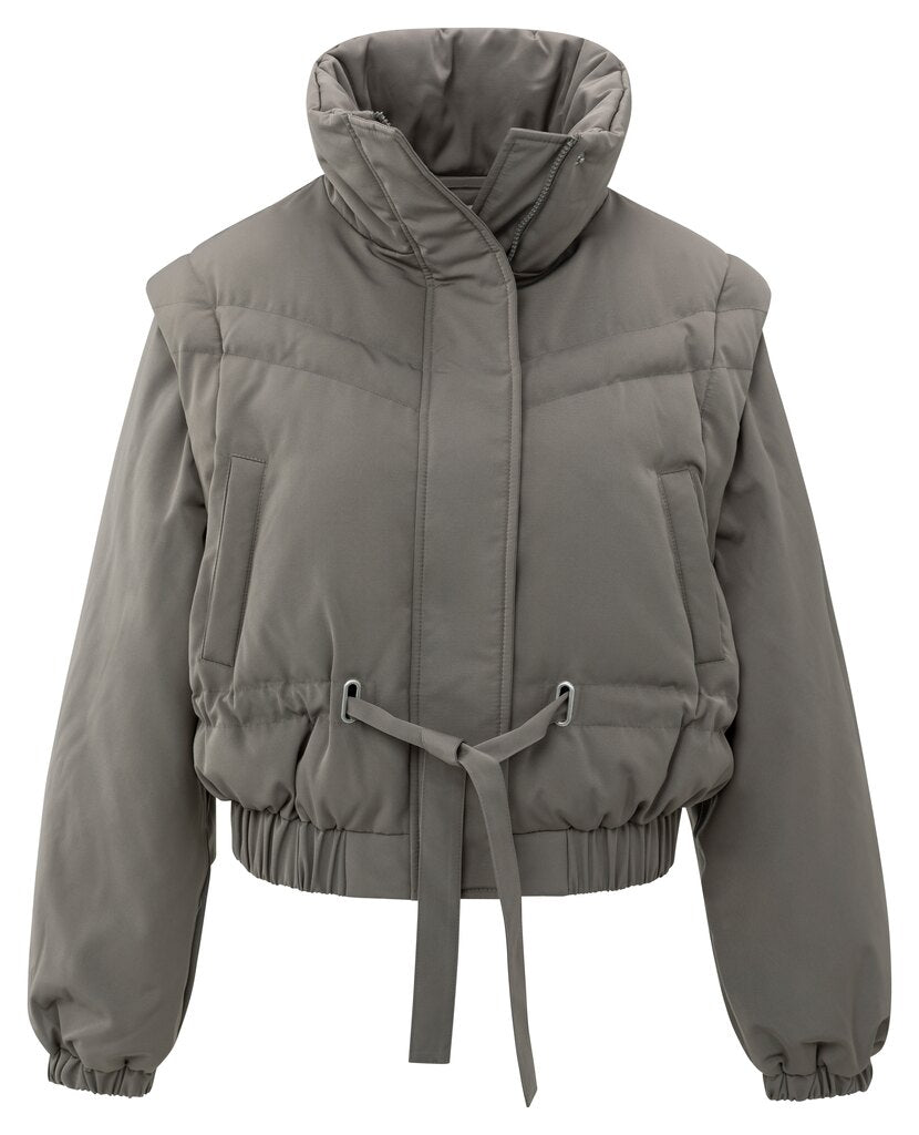 YAYA Jas Oversized Met Afritsmouwen Taupe Grey