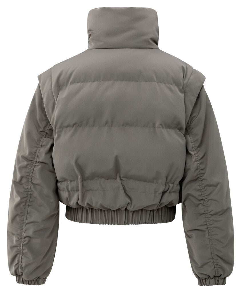 YAYA Jas Oversized Met Afritsmouwen Taupe Grey