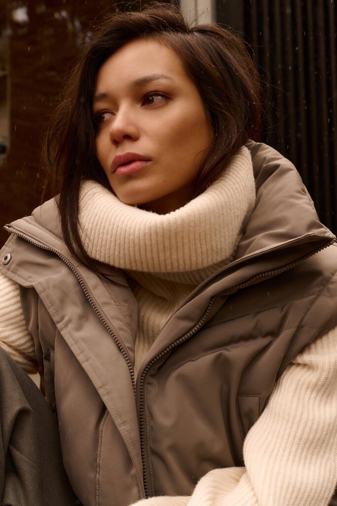 YAYA Jas Oversized Met Afritsmouwen Taupe Grey