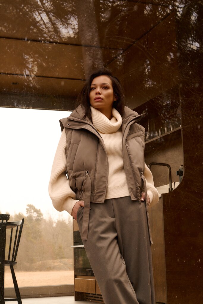 YAYA Jas Oversized Met Afritsmouwen Taupe Grey