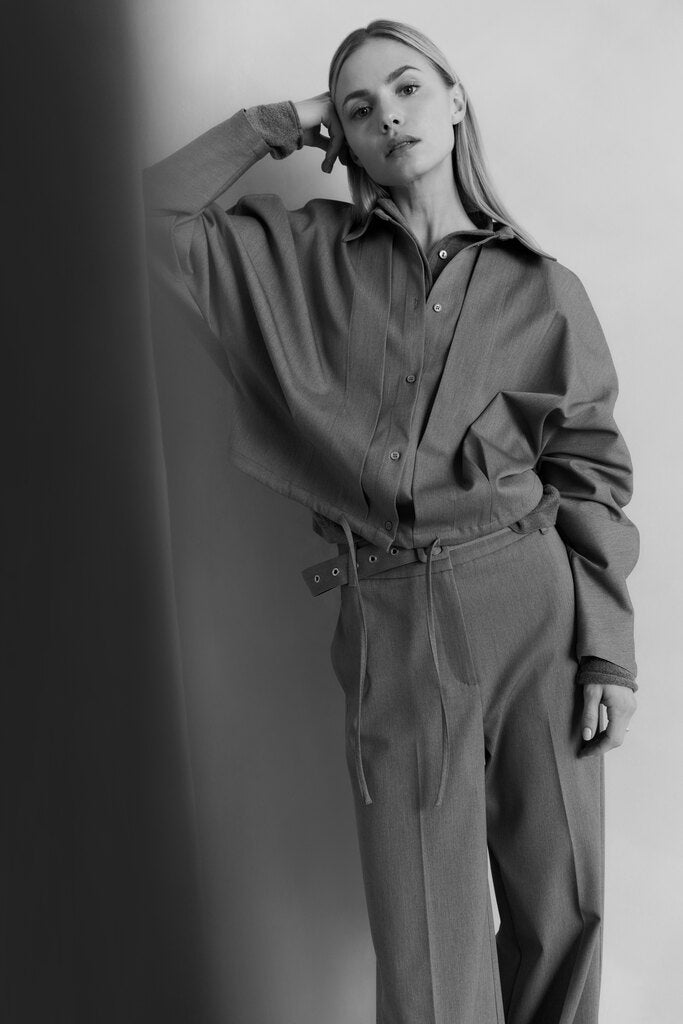 Blouse Jacket Waist Pleat YAYA Anthracite melange