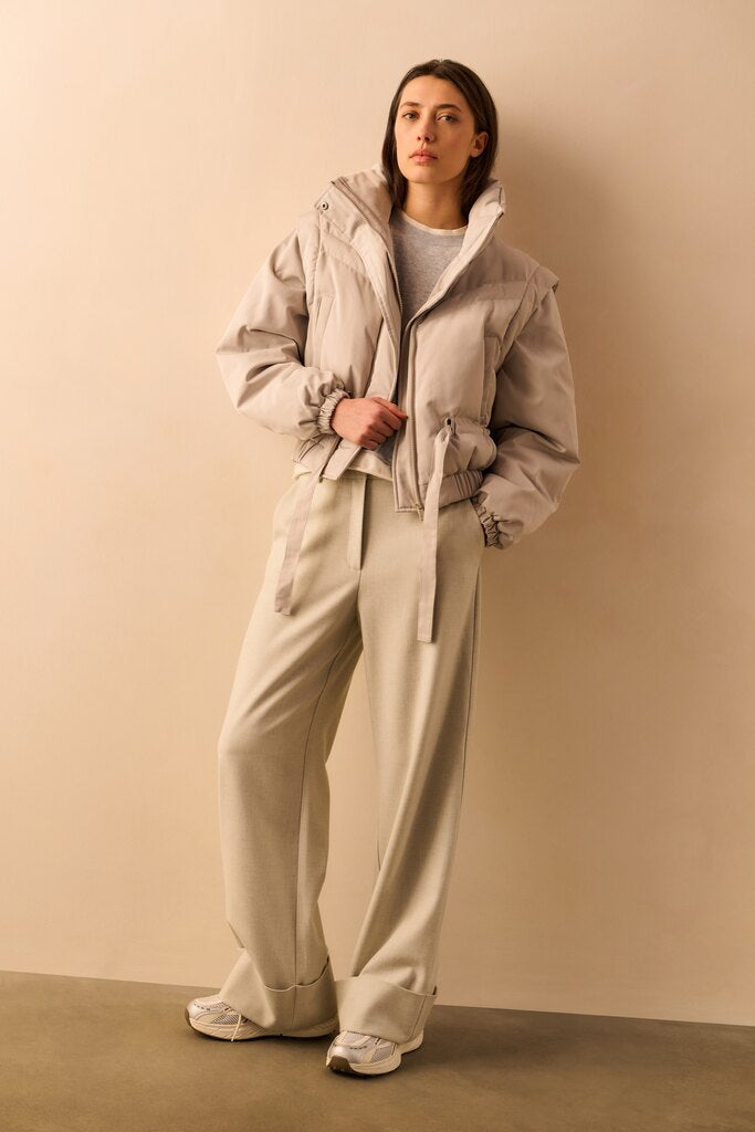 YAYA Broek Zacht Geweven Brede Zoom Cloud Grey Melange