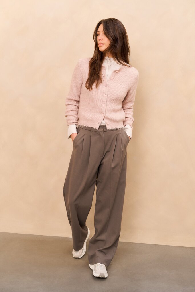 YAYA Vest Kort Gemeleerd Shadow Grey Pink Melange
