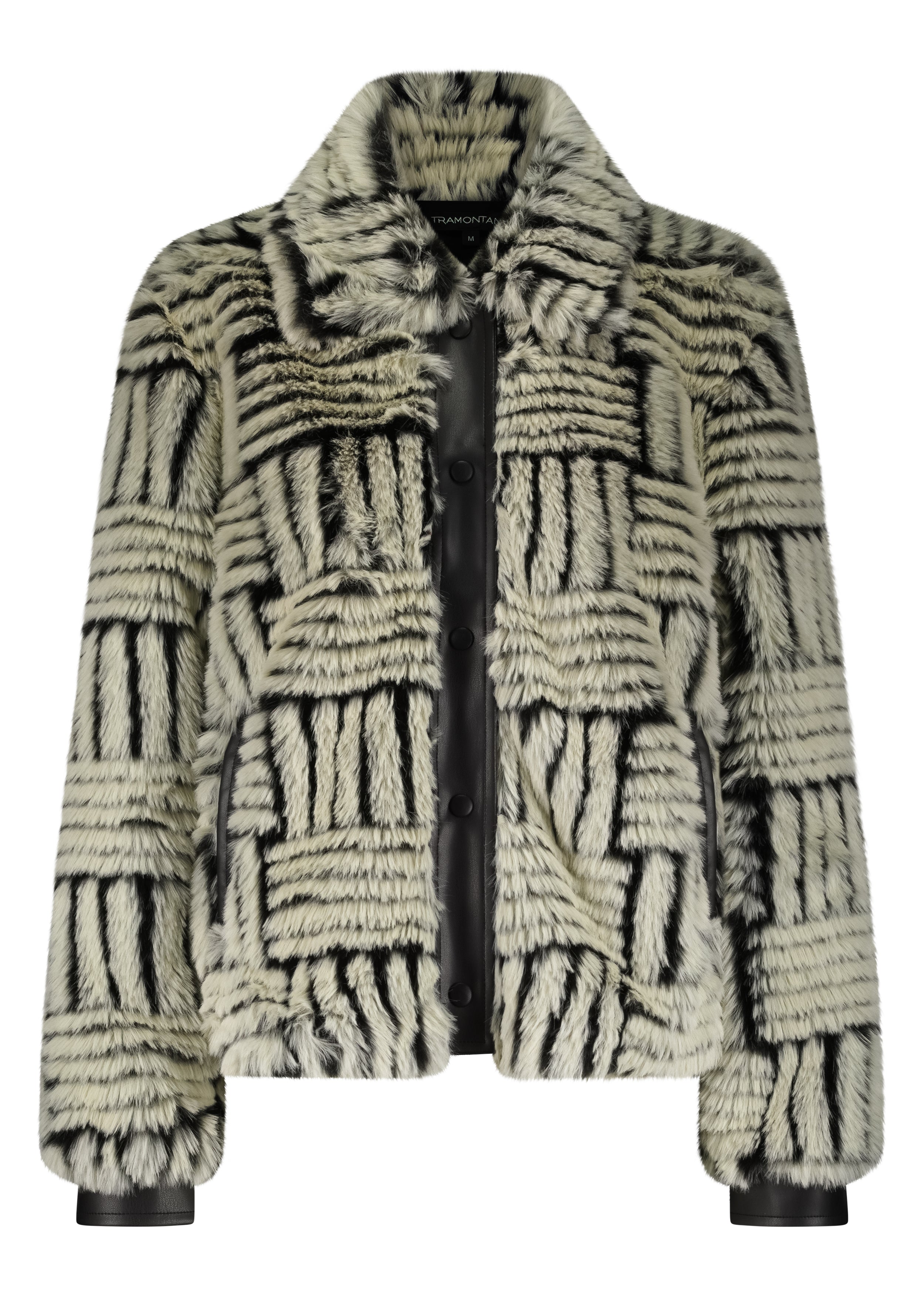 Tramontana Jas Van Imitatiebont Met PU-Details Stone/Black