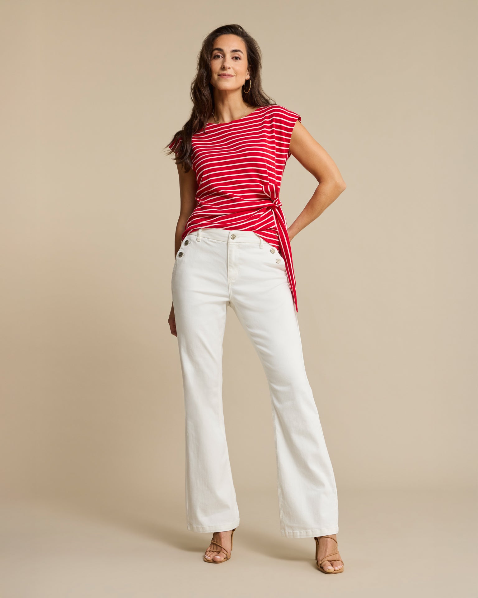 Red Button Terry Stripe Knot Red