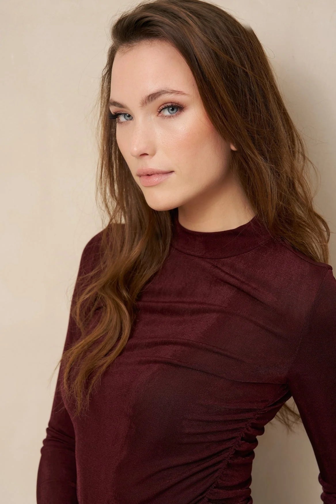 Lofty Manner Top Kelly Gathered Bordeaux