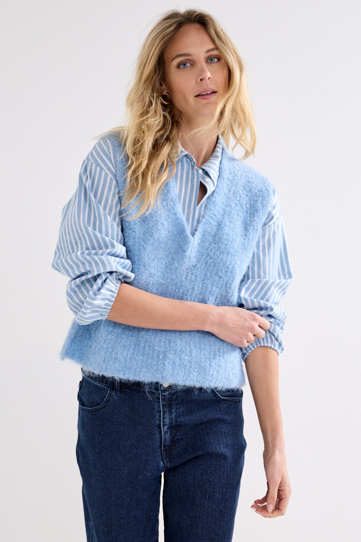 Tramontana Boucle Sleeveless Jumper Blue Melange