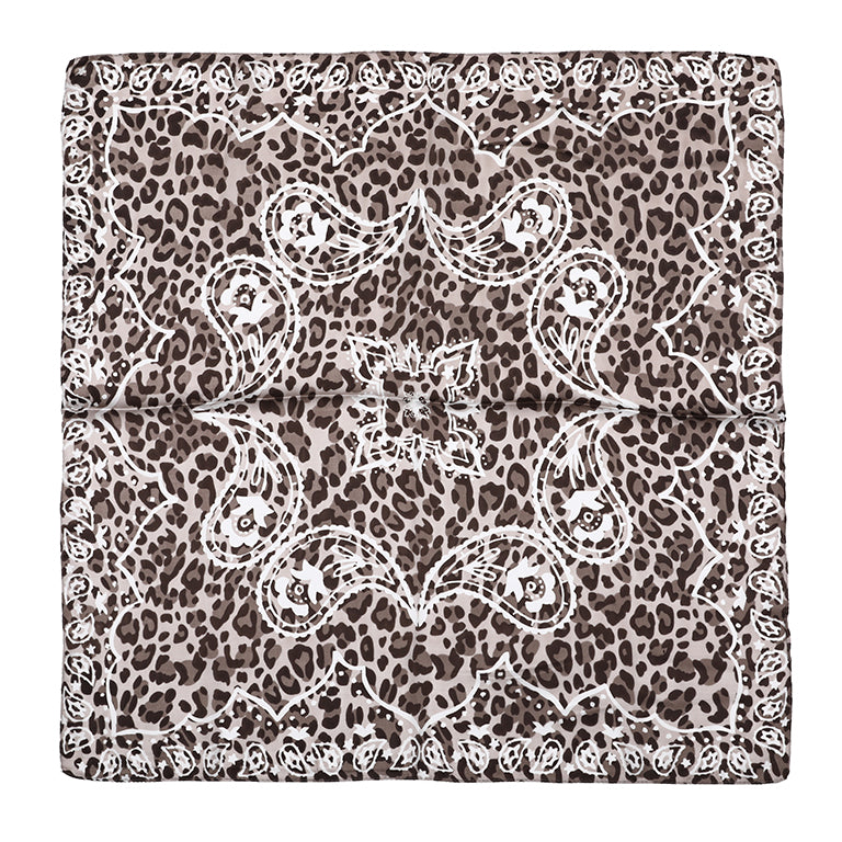 Vierkant Sjaaltje Leopard Brown Grey