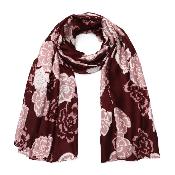 Sjaal Print Bordeaux Bloem
