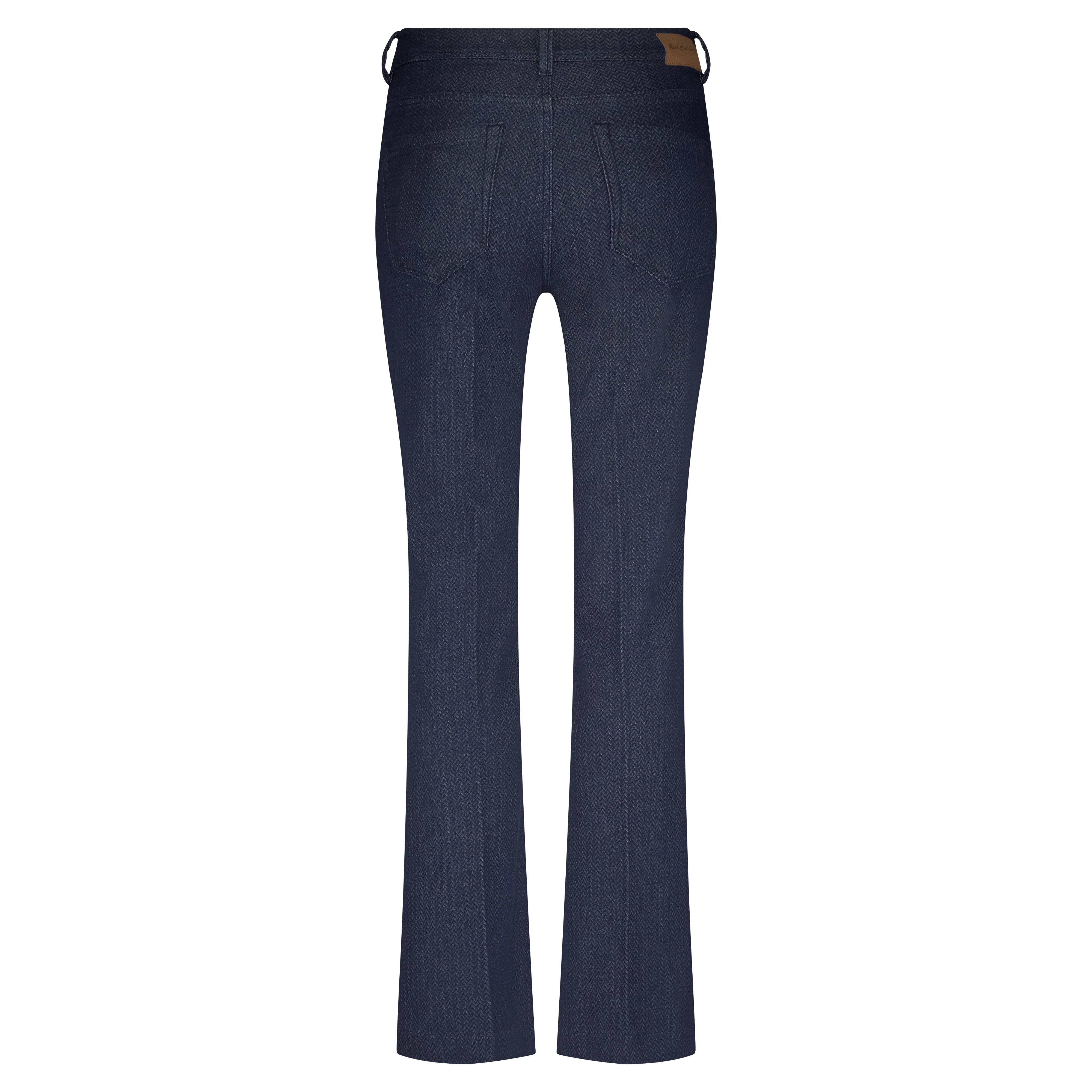 Red Button Flared Jeanse Bibette Herringbone Denim