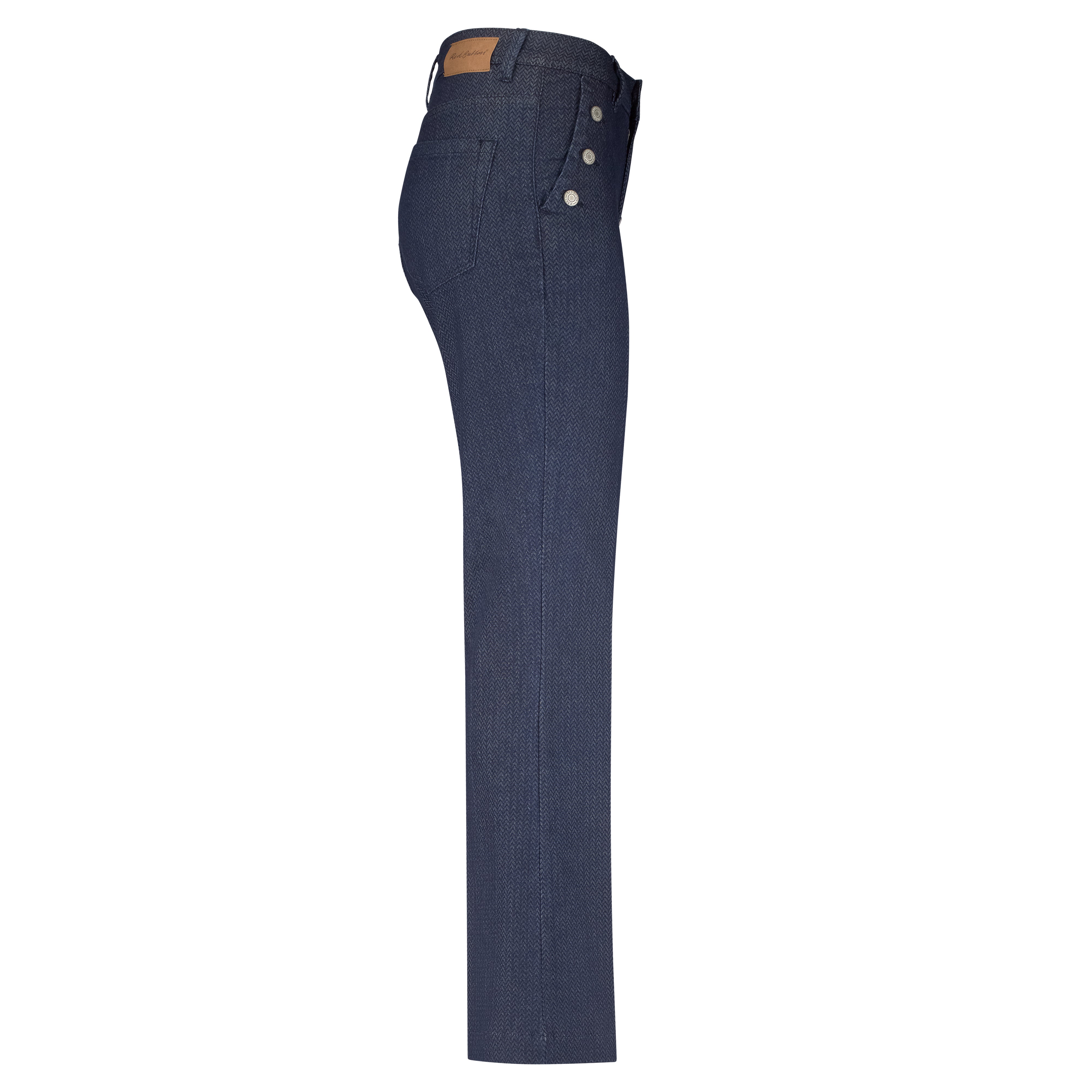 Red Button Flared Jeanse Bibette Herringbone Denim