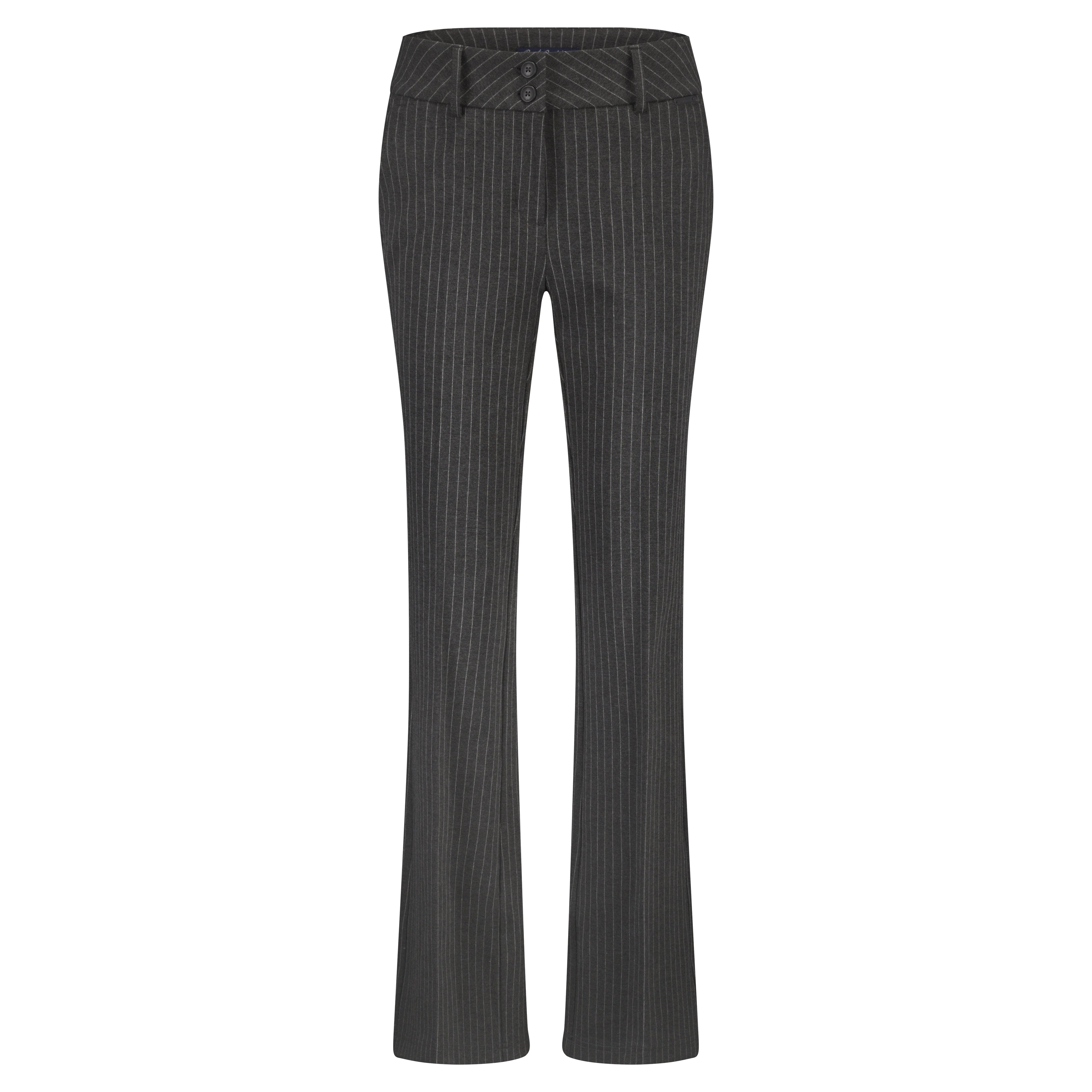 Red Button Flare Broek Bibette Punta Pinstripe Grey Melange