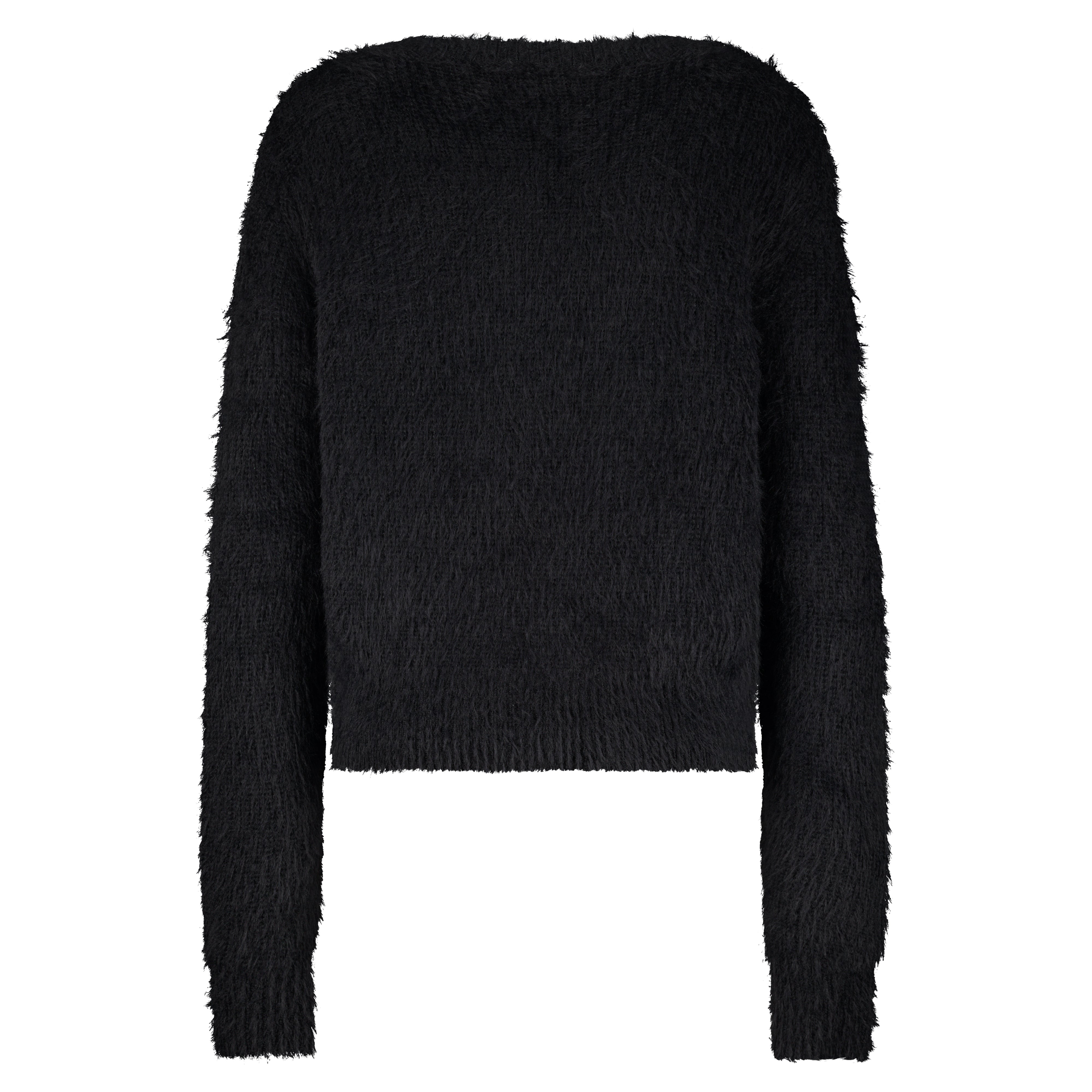 CARDIGAN FUZZY BLACK Red Button