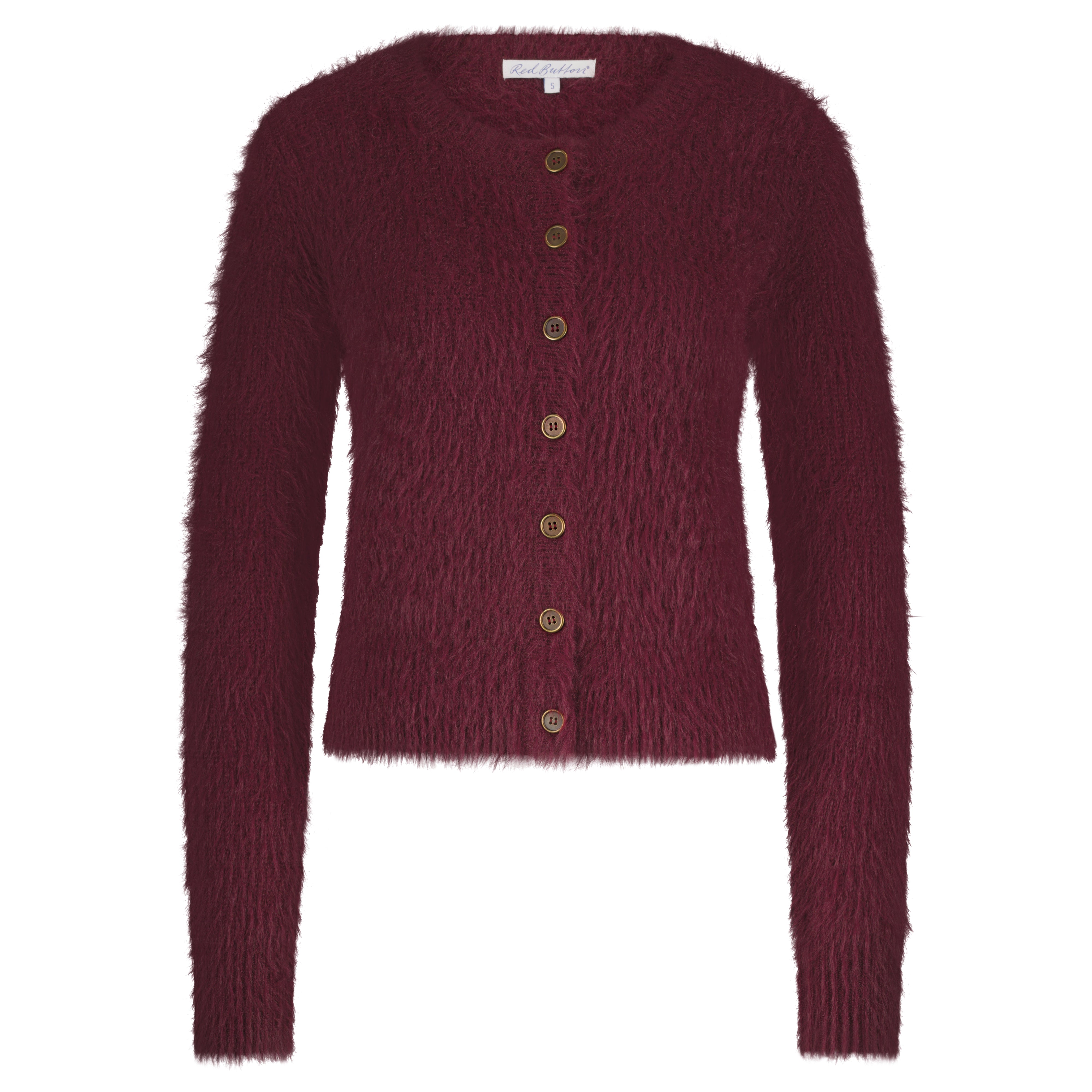 CARDIGAN FUZZY Red Button Ruby