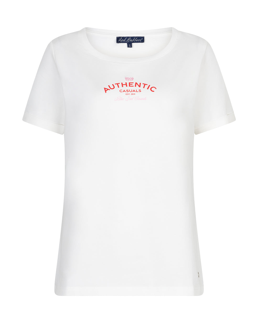 Red Button Tee Temmy Offwhite Red