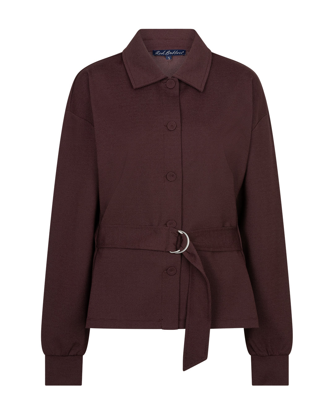 Red Button Blouse Jacket Fancy Punta Burgundy