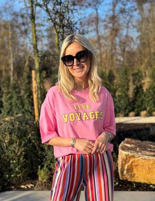 Azzurro Tshirt Pink Voyages