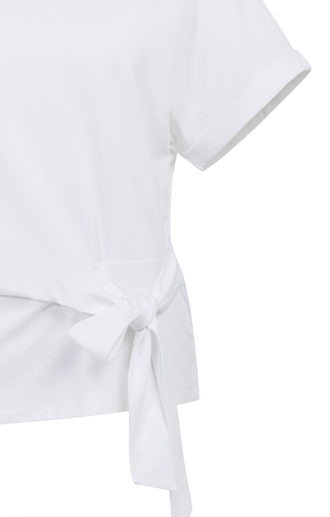 YAYA Top Met Ronde Hals En Knoopdetail White