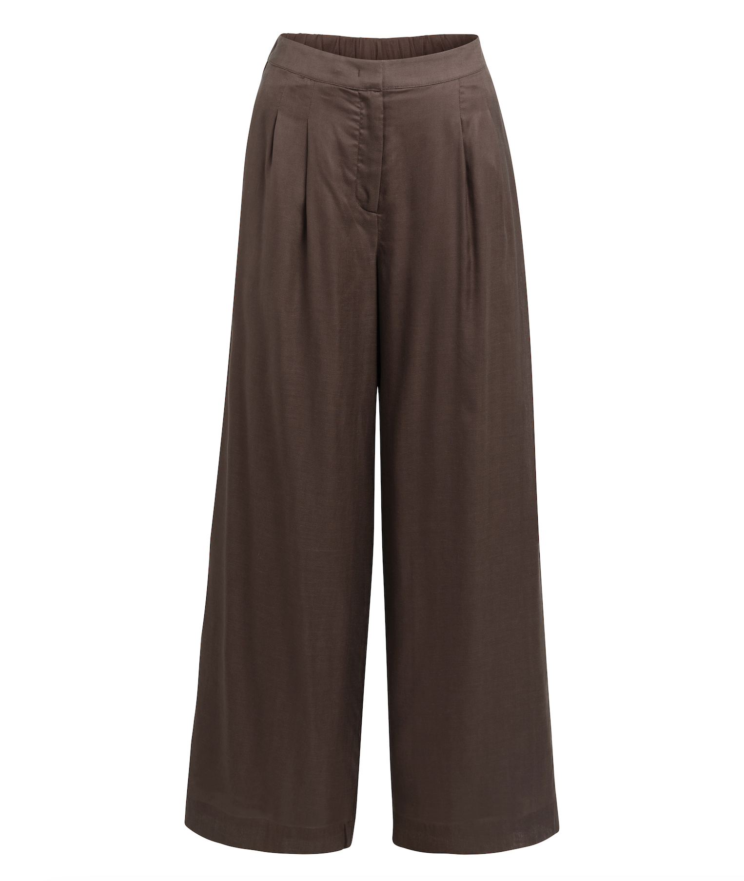 YAYA Wijde Broek Deels Elastische Taille Aubergine Purple
