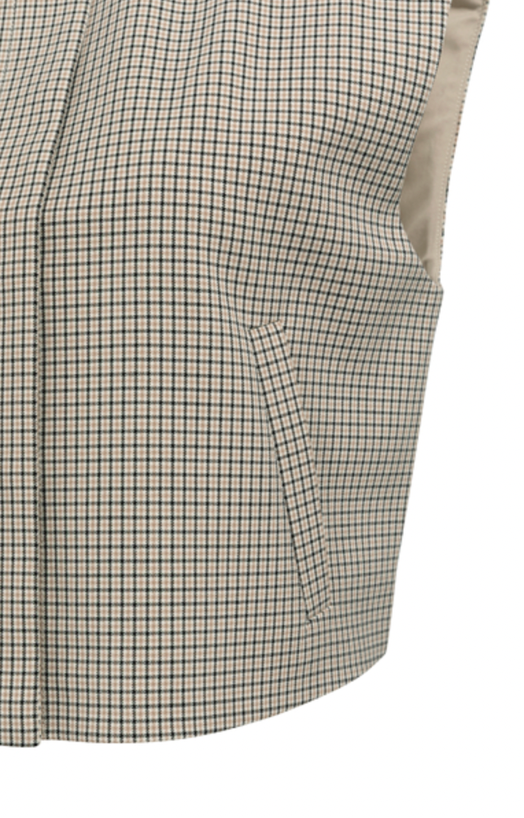 YAYA Geruit Gilet Met Schoudervulling Beige Dessin