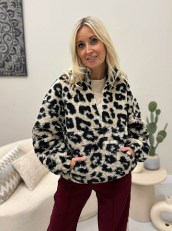 Azzurro Sweater Leopard Teddy