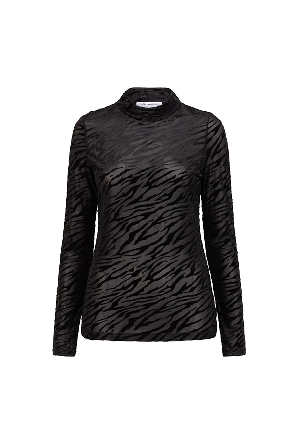 Lofty Manner Top Gaia Met Dierenprint Zwart