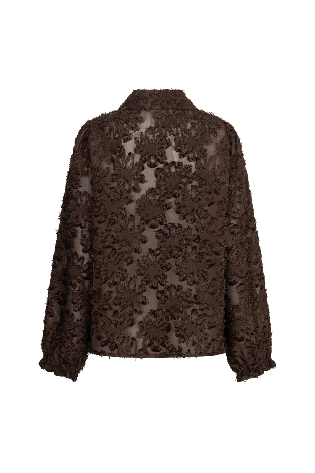 Red Button Blouse Fringe Brown