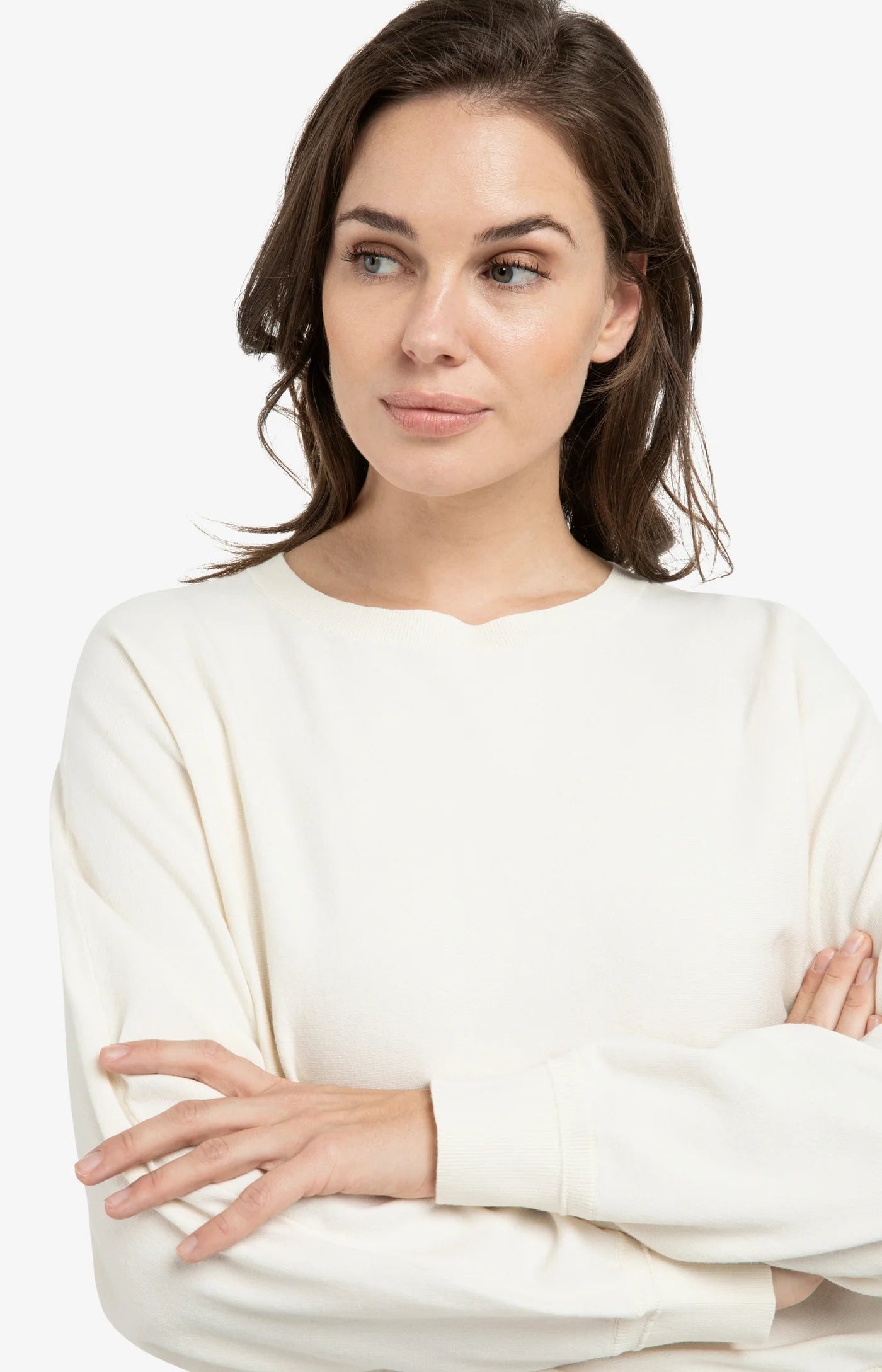 YAYA Sweater Met Vleermuismouwen En Subtiele Naaddetails Ecru
