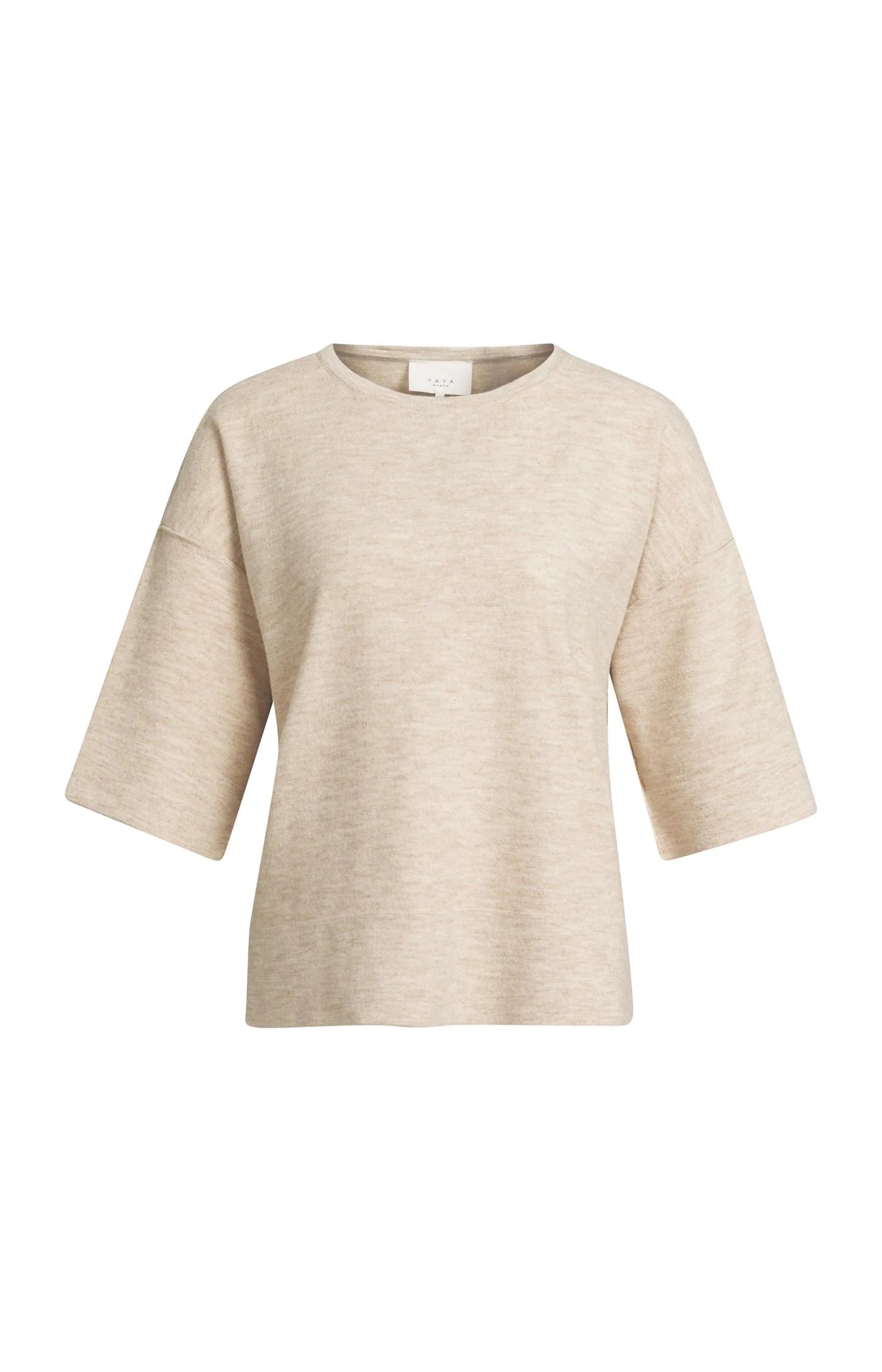 YAYA Oversized Gebreid T-shirt Beige