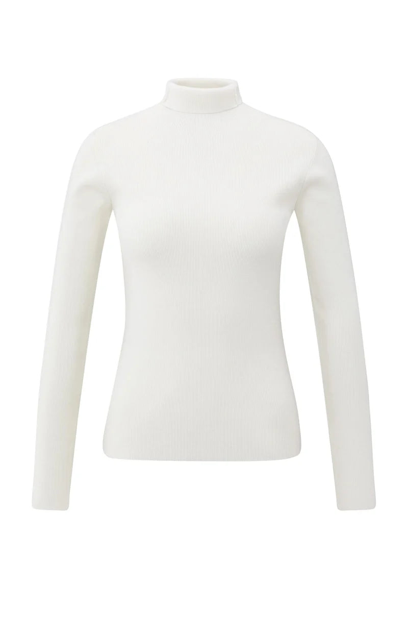 YAYA Ribtrui Col Aansluitend Early Frost White