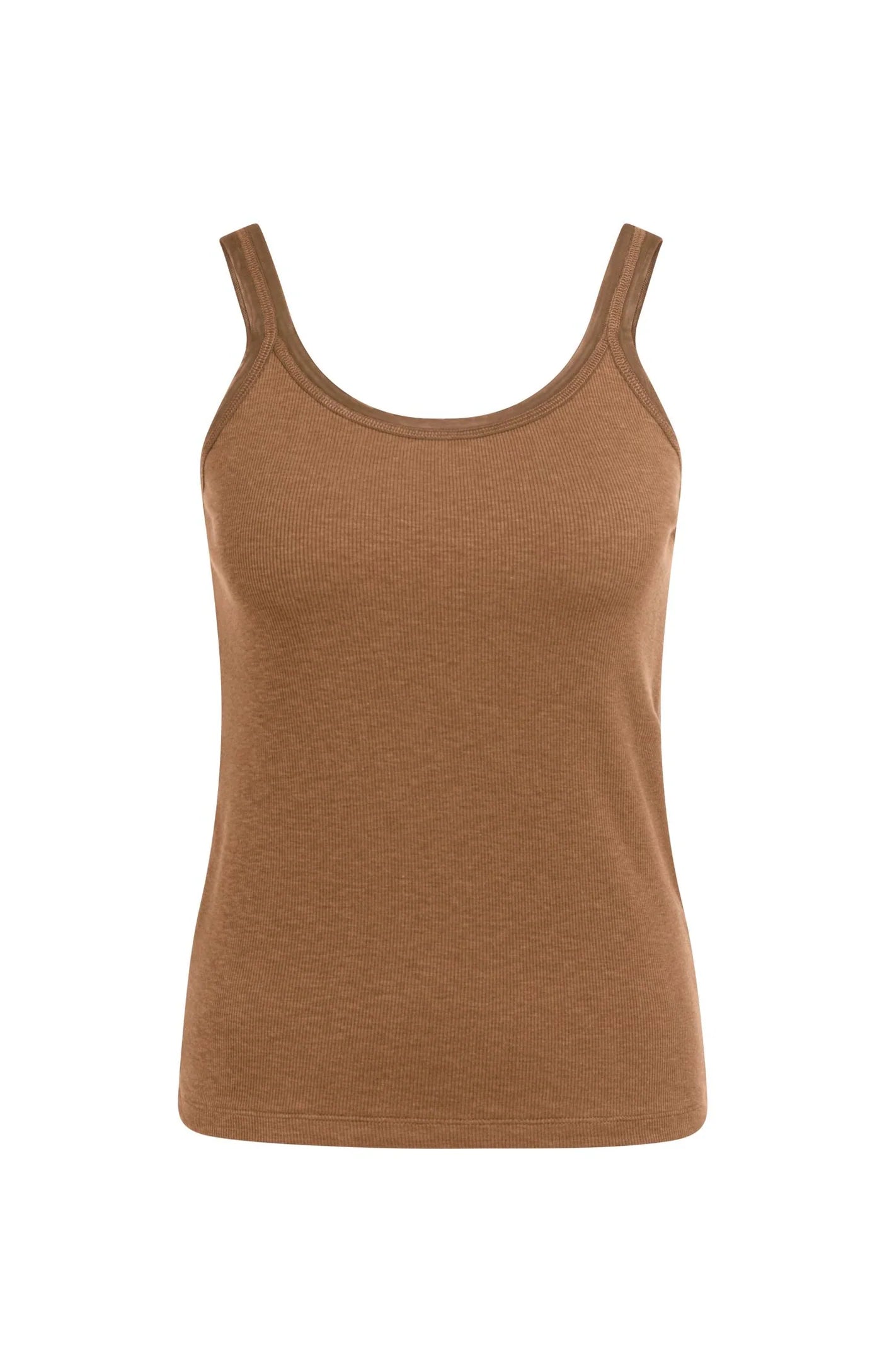 YAYA Singlet Met Mesh Rand Foxtrot Brown