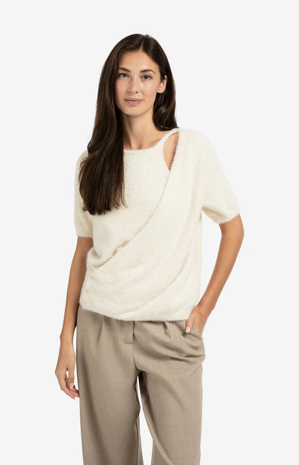 Fluffy Trui Overslag Detail YAYA Chalk White