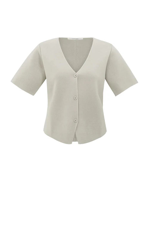 Gebreide Top Korte Mouw YAYA Milk Brown