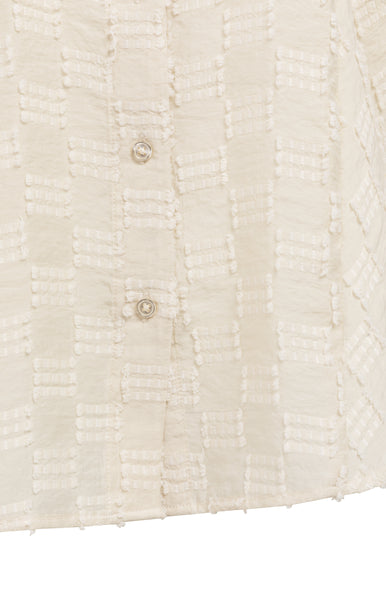 YAYA Jacquard Blouse Met Korte Mouwen Beige