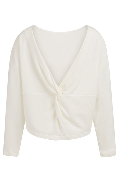 YAYA Sweatshirt Met Geknoopt Detail Achter Milk Beige