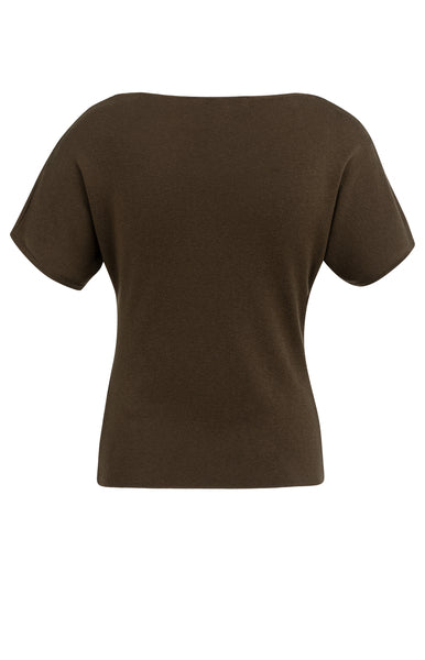 YAYA Boothals Trui Met Korte Mouwen Slate Black Brown