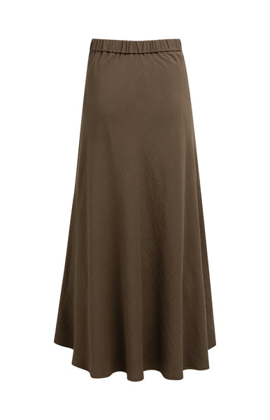 YAYA A-lijn Maxi Rok Met Elastische Taille Slate Black Brown