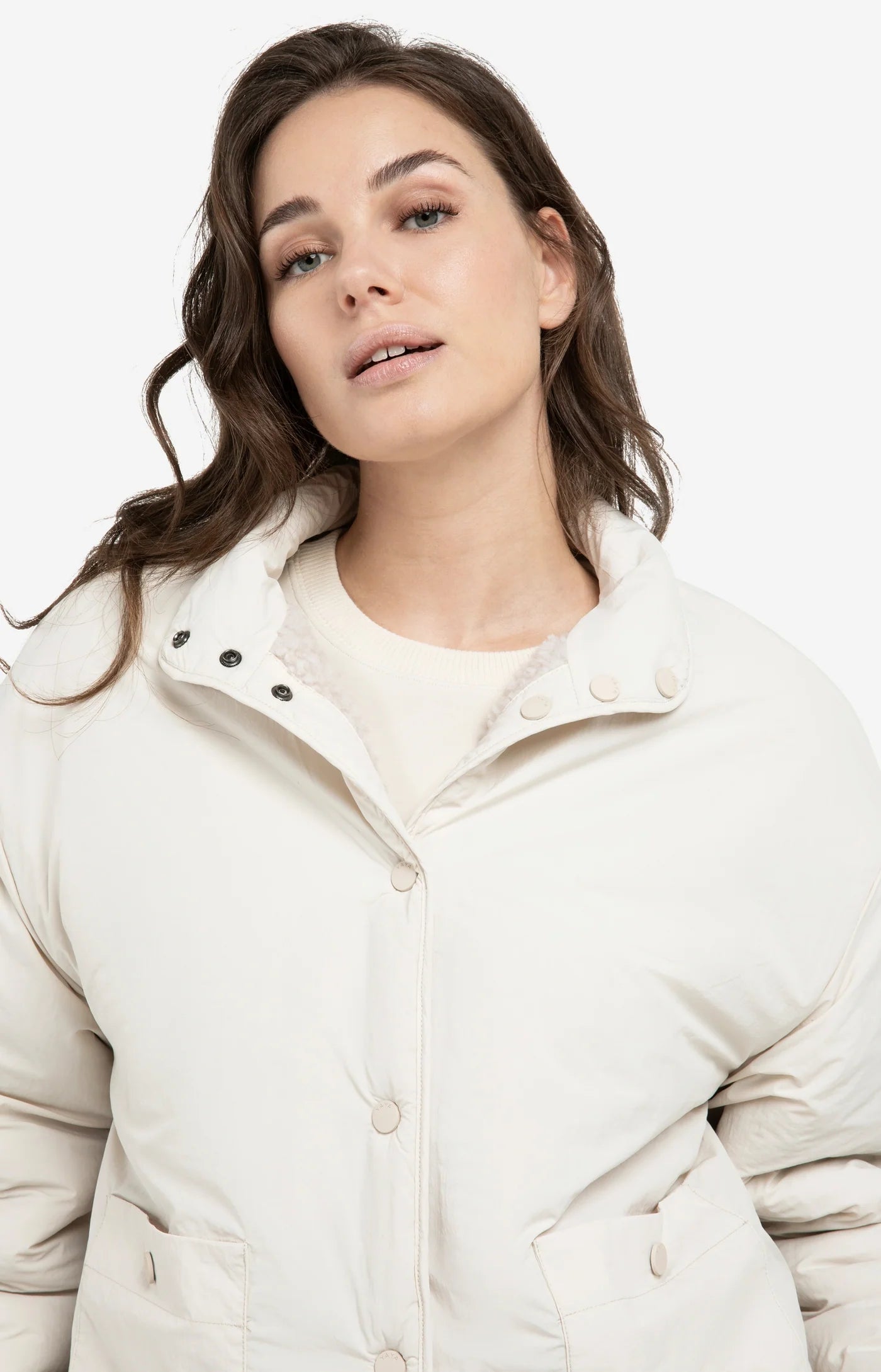 YAYA Omkeerbaar Teddy Jack Met Nylon Borstzak Heather Grey