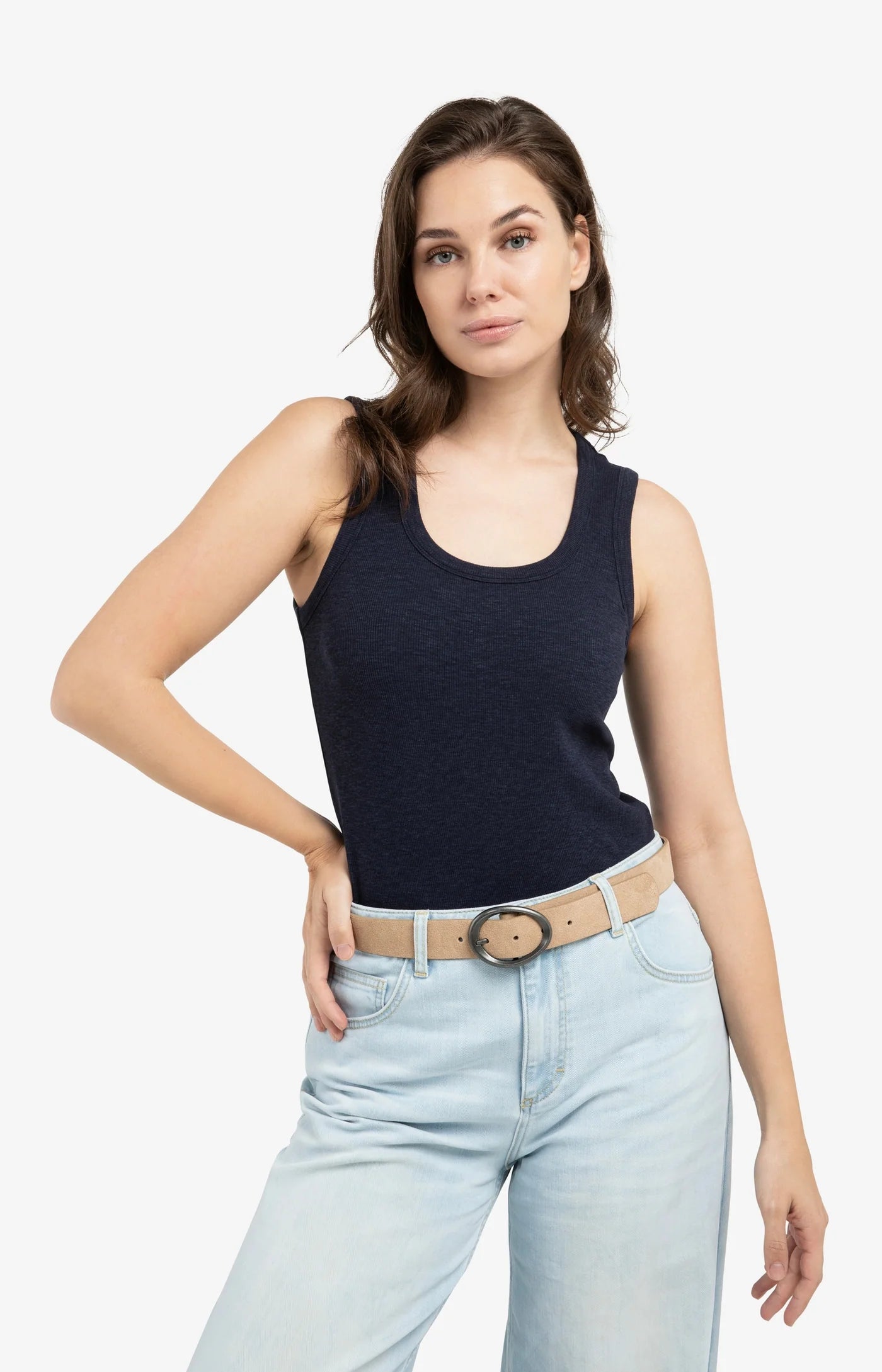 Yaya Ribbed Singel Navy Blue