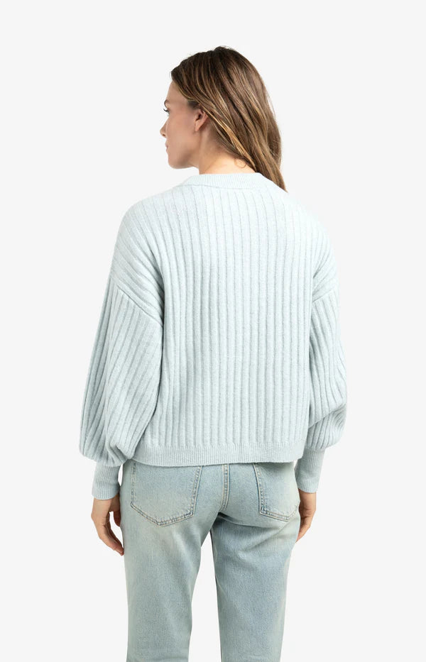 YAYA Trui Rib Ronde Hals Secret Spaces Blue
