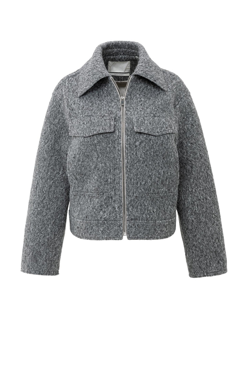 Korte Jas Boucle YAYA Black Oyster Melange