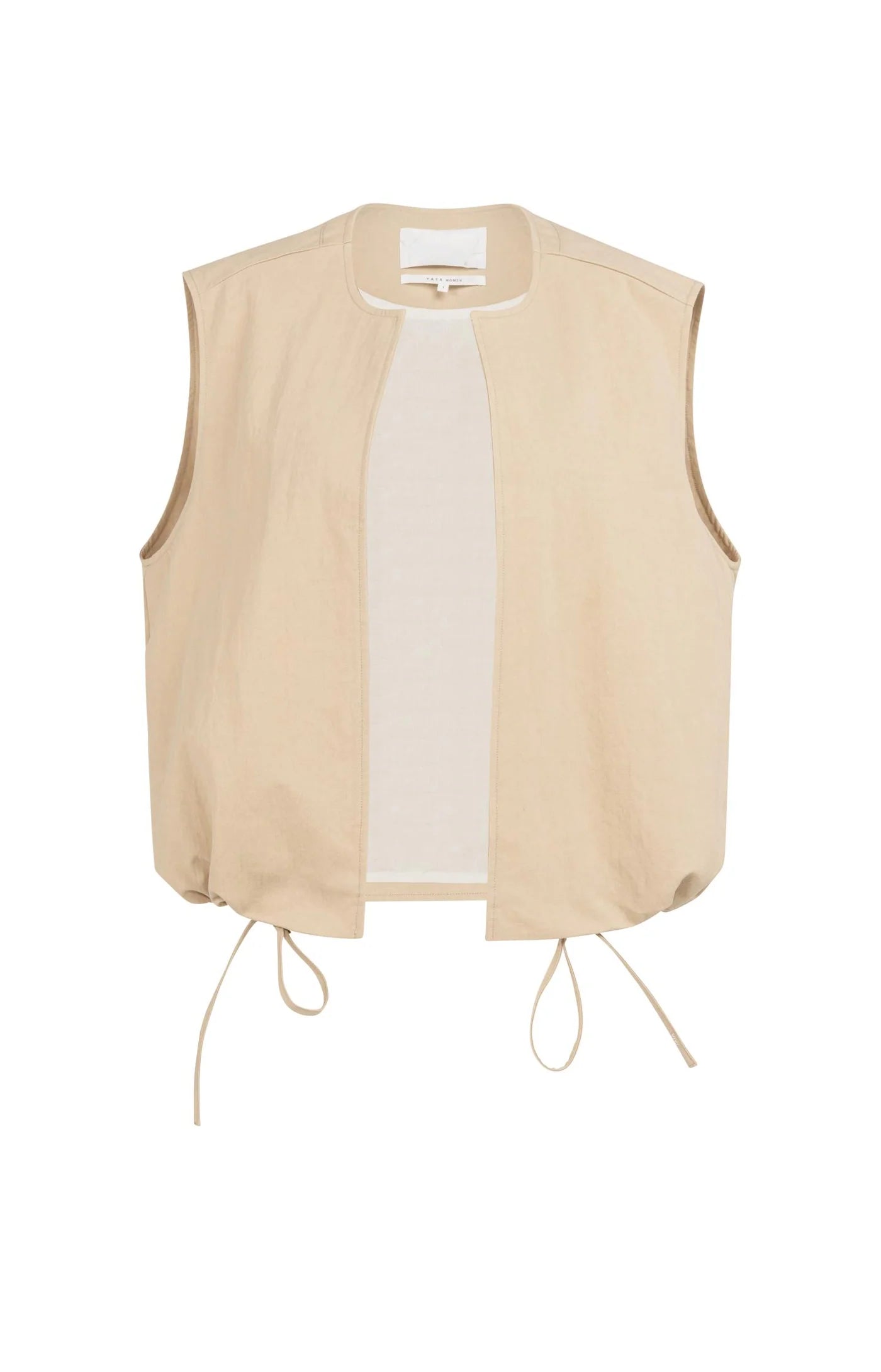 YAYA Mouwloos zomerjack met Trekkoortjes Desert Beige